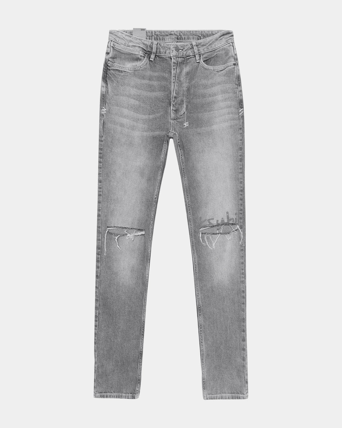 Mens Van Winkle Thrifted Skinny Denim Jeans - Grey