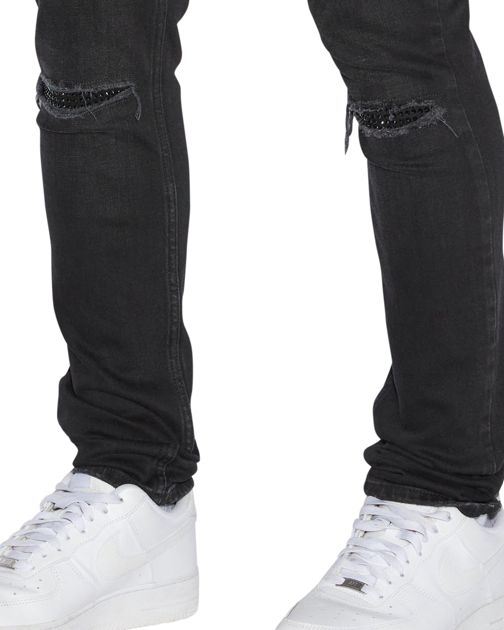 Mens Van Winkle Apex Krystal Repair Skinny Denim Jeans - Black