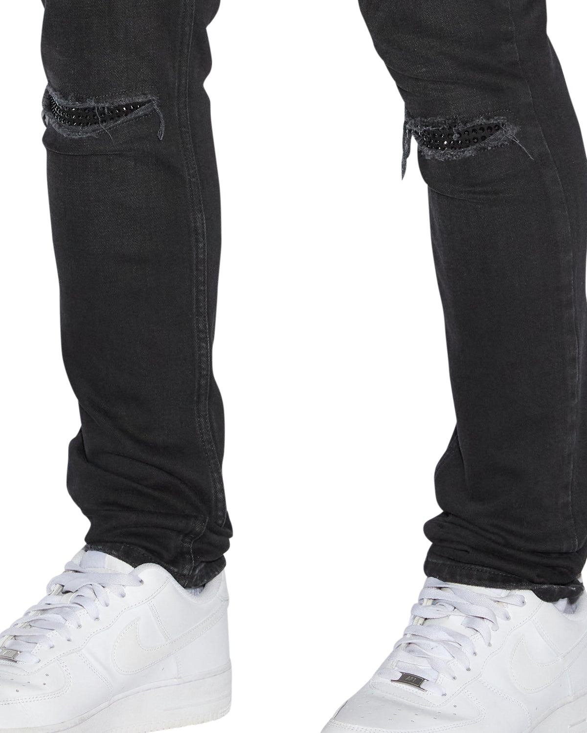 Mens Van Winkle Apex Krystal Repair Skinny Denim Jeans - Black