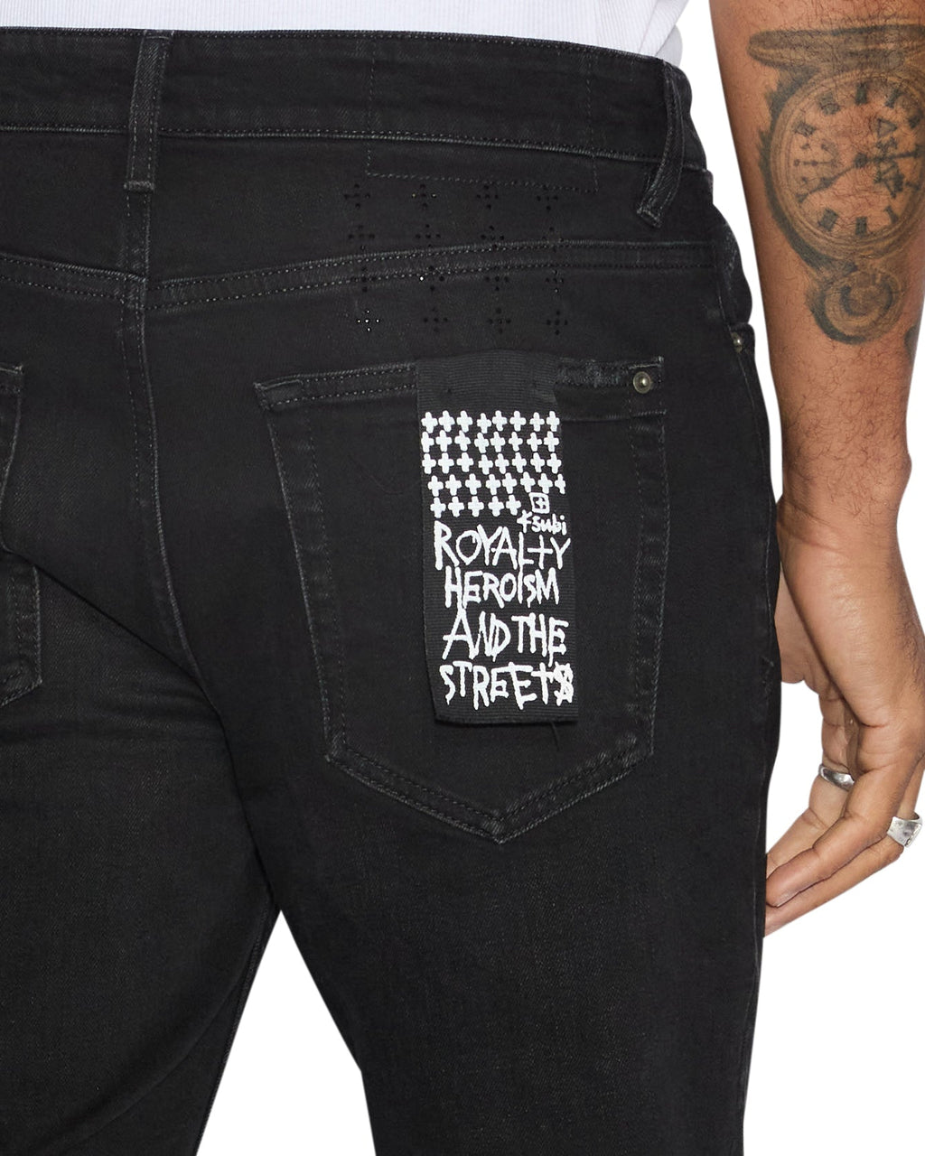 Mens Van Winkle Apex Krystal Repair Skinny Denim Jeans - Black