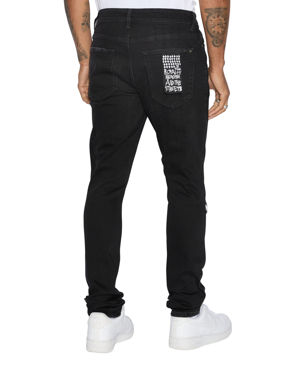 Mens Van Winkle Apex Krystal Repair Skinny Denim Jeans - Black