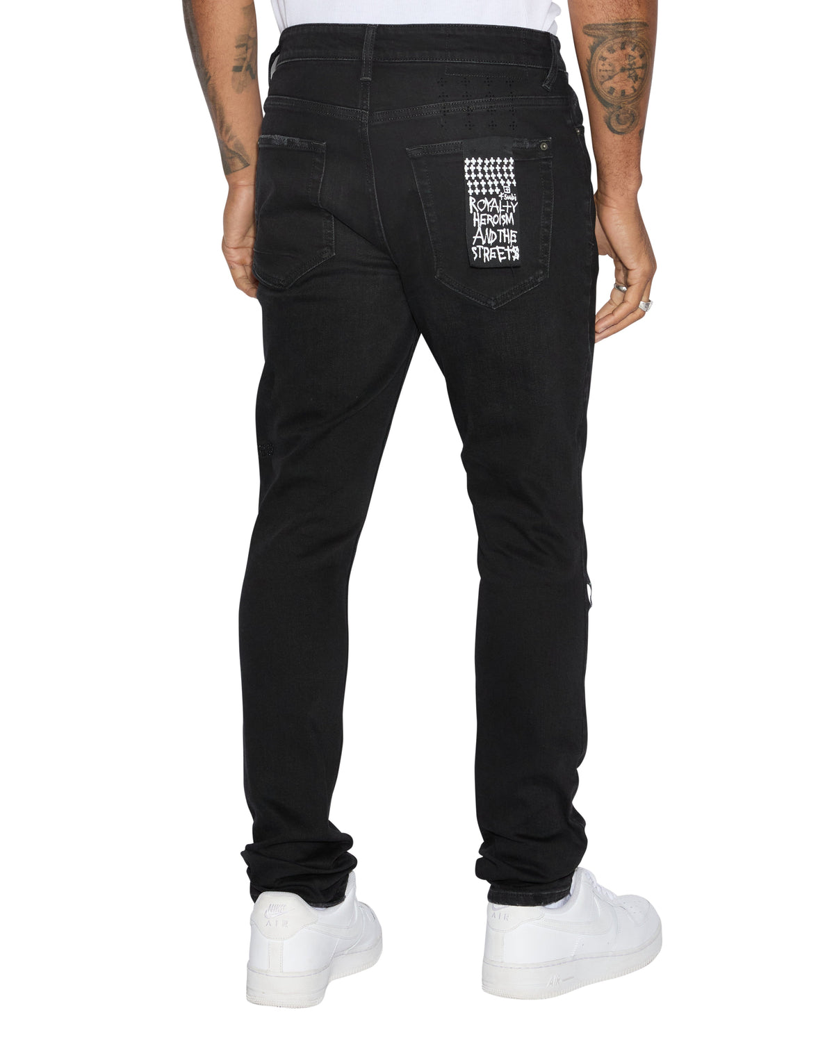 Mens Van Winkle Apex Krystal Repair Skinny Denim Jeans - Black