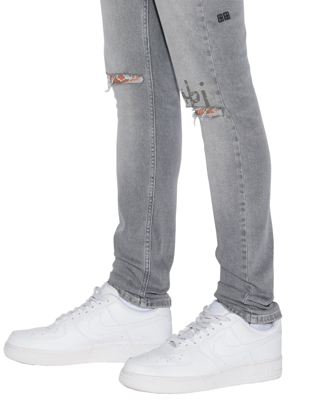 Mens Van Winkle Thrifted Skinny Denim Jeans - Grey