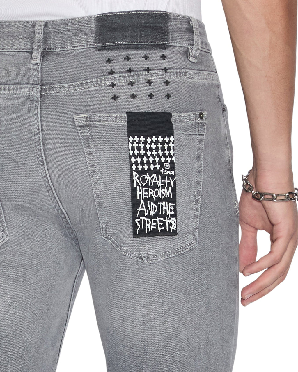 Mens Van Winkle Thrifted Skinny Denim Jeans - Grey
