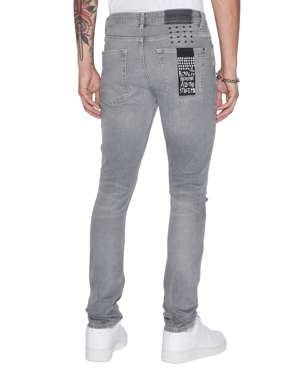 Mens Van Winkle Thrifted Skinny Denim Jeans - Grey