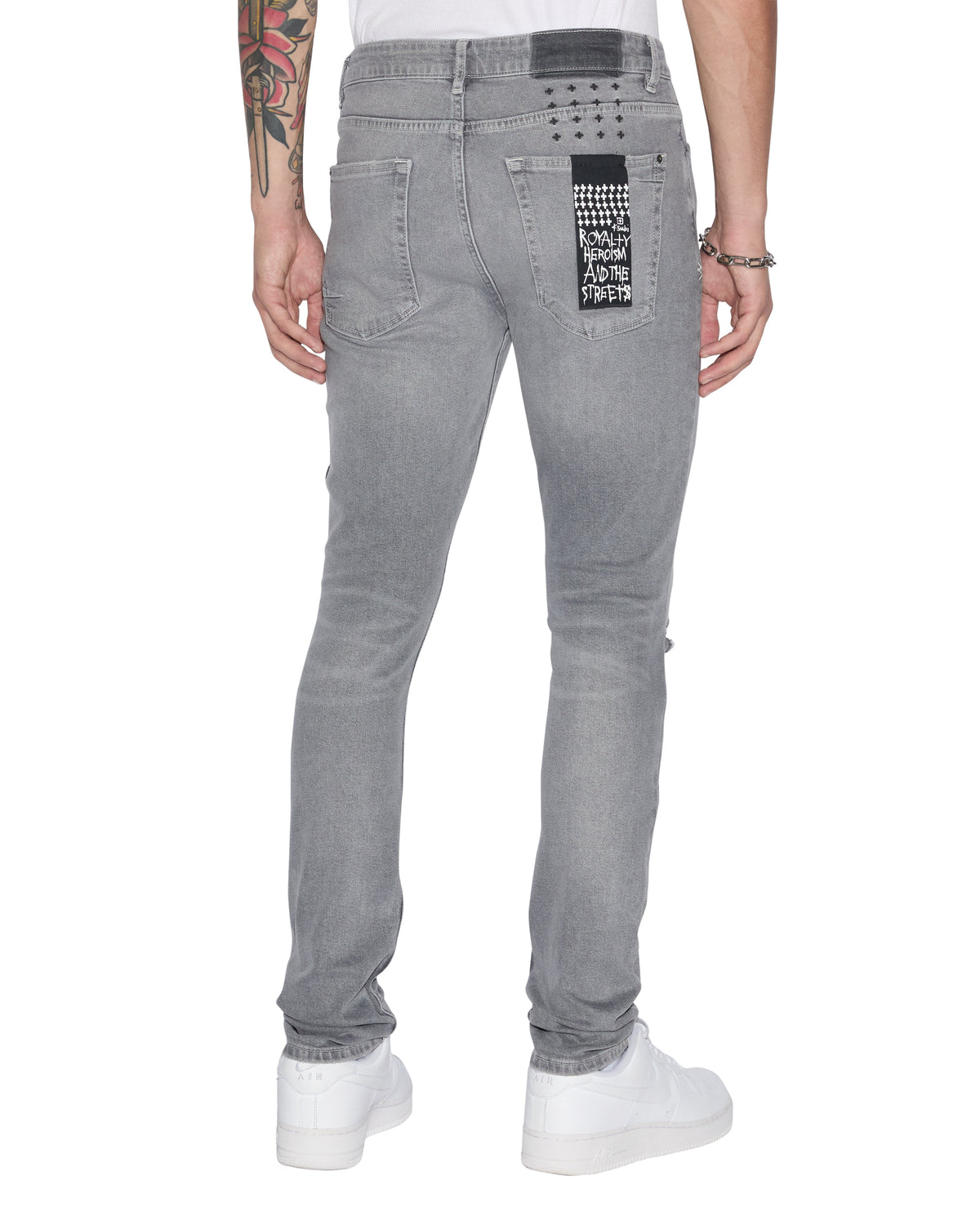 Mens Van Winkle Thrifted Skinny Denim Jeans - Grey