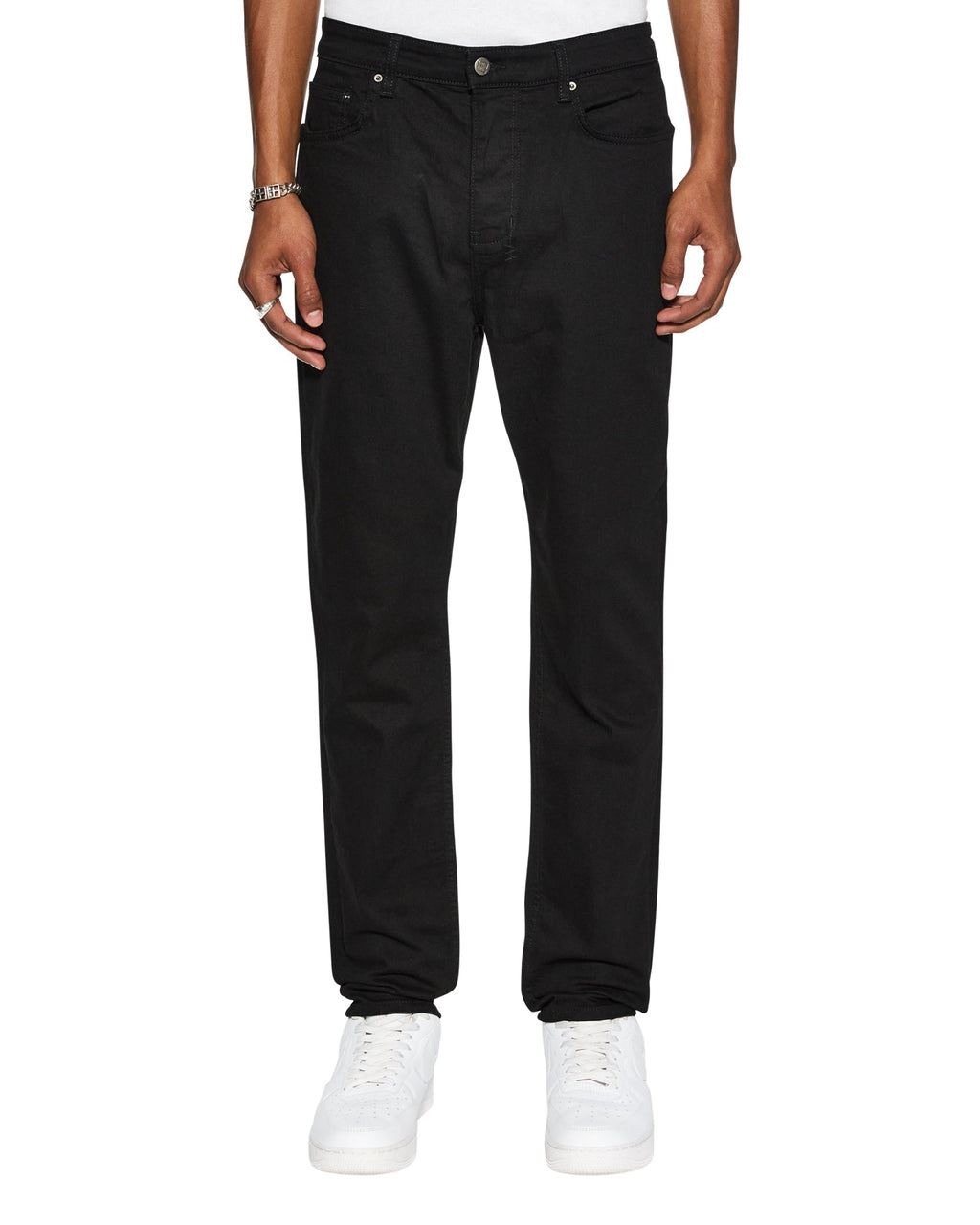 Mens Wolfgang Laid Black Tapered Denim Jeans - Black