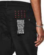 Mens Wolfgang Laid Black Tapered Denim Jeans - Black