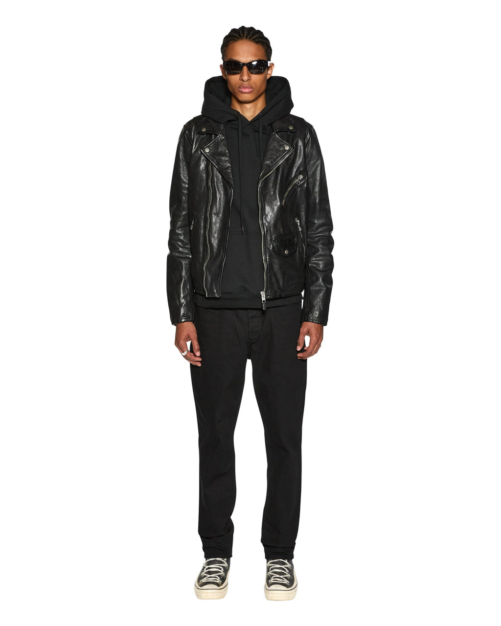 Mens Wolfgang Laid Black Tapered Denim Jeans - Black