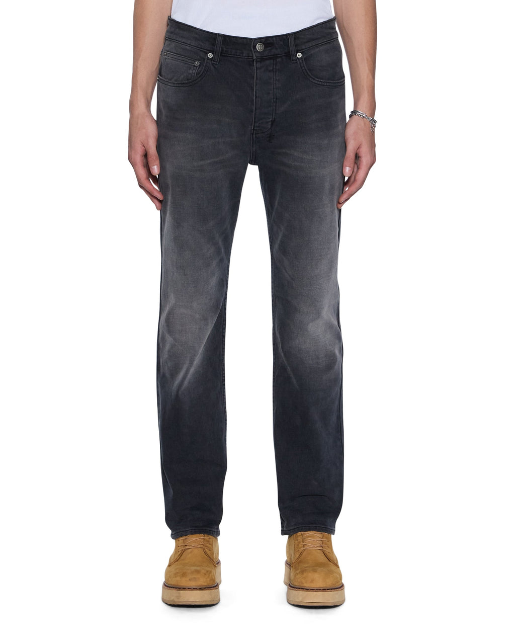 Mens Hazlow Powder Grey Straight Denim Jeans - Denim