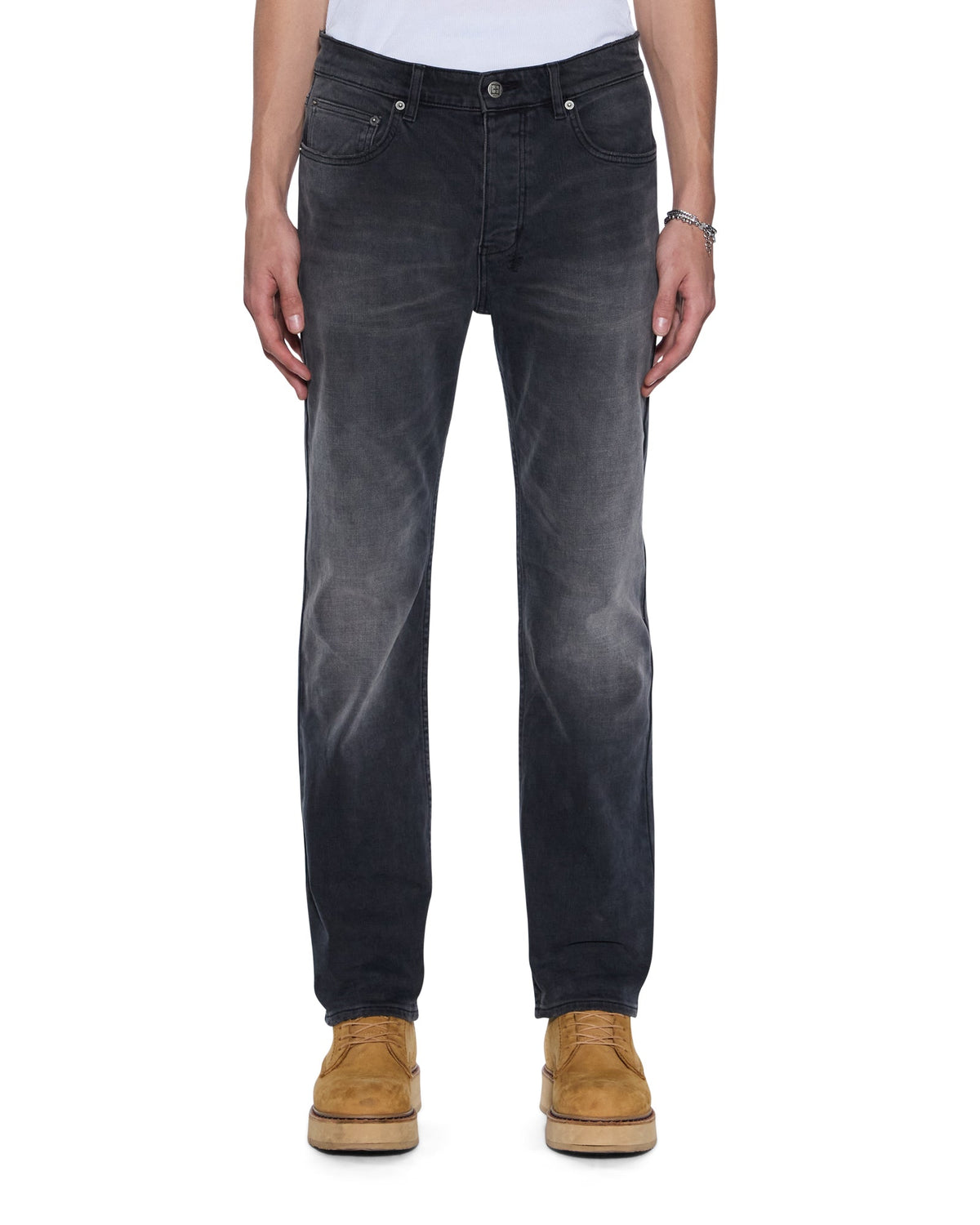 Mens Hazlow Powder Grey Straight Denim Jeans - Denim