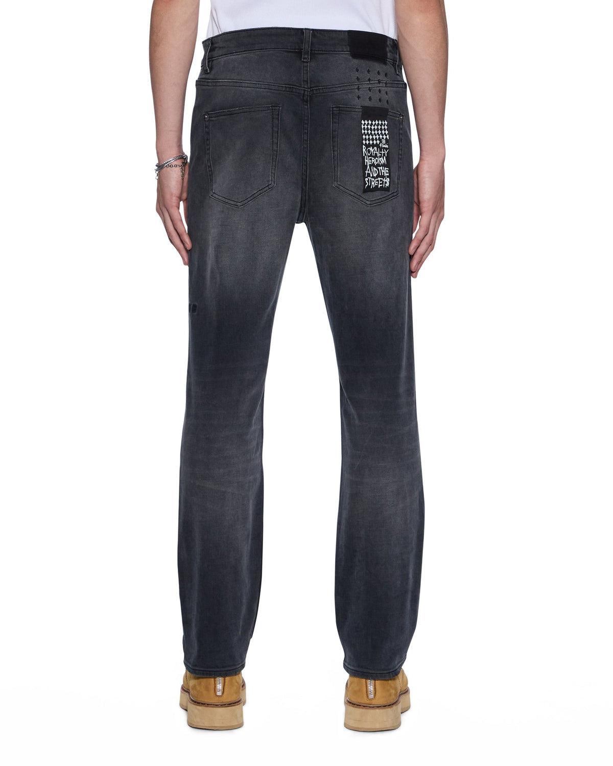 Mens Hazlow Powder Grey Straight Denim Jeans - Denim