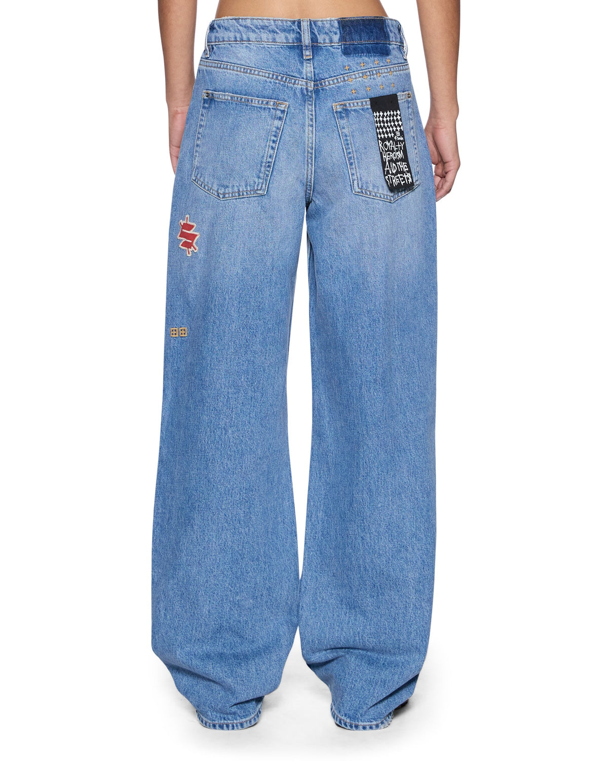 Womens Low Rider Horizon Garage Patches Relaxed Denim Jeans - Denim