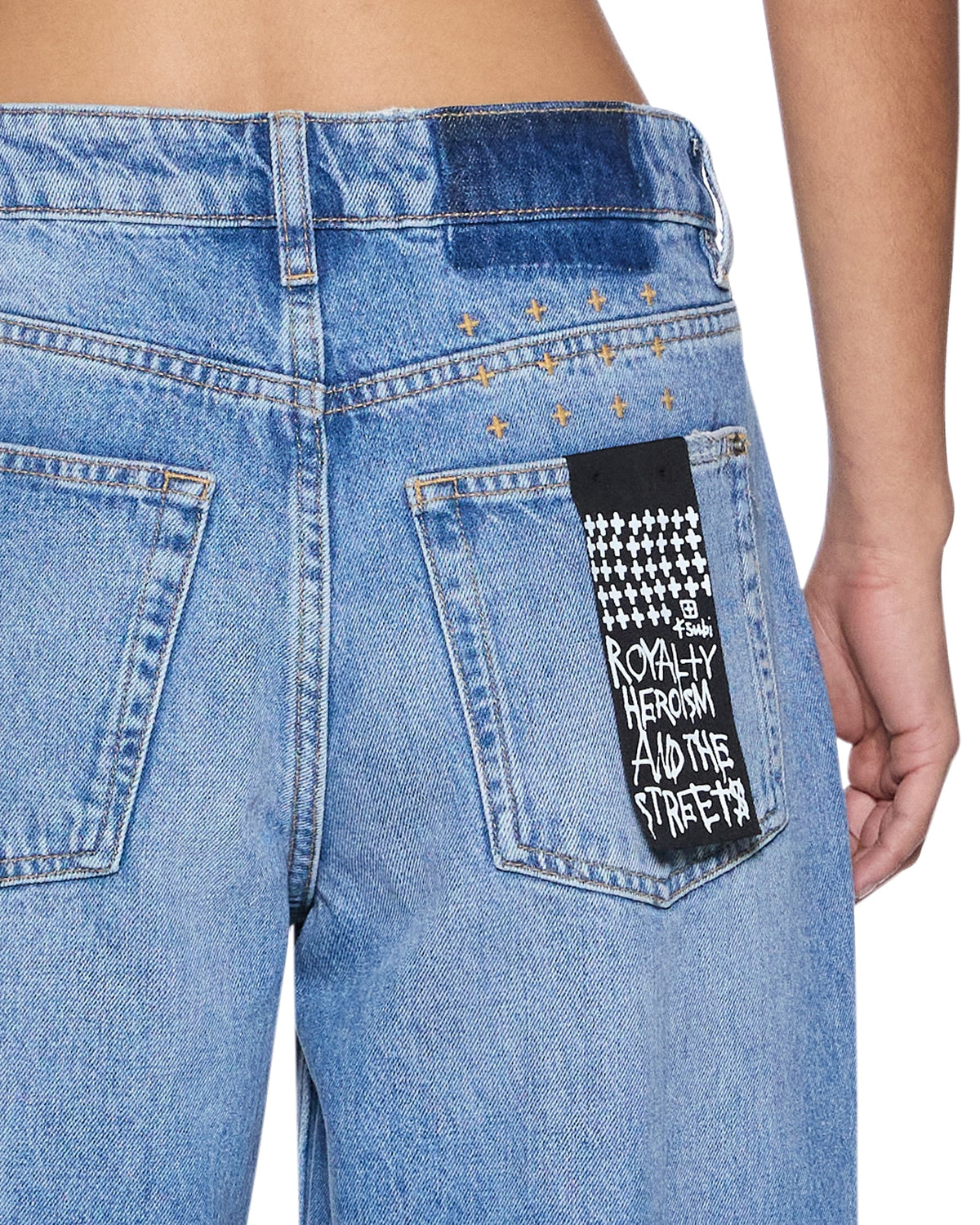 Womens Low Rider Horizon Garage Patches Relaxed Denim Jeans - Denim