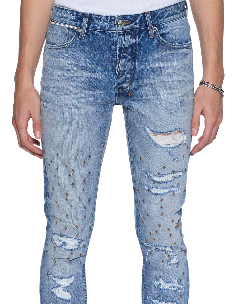 Mens Van Winkle Dakota Blue Repair Skinny Denim Jeans - Denim