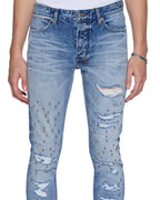 Mens Van Winkle Dakota Blue Repair Skinny Denim Jeans - Denim