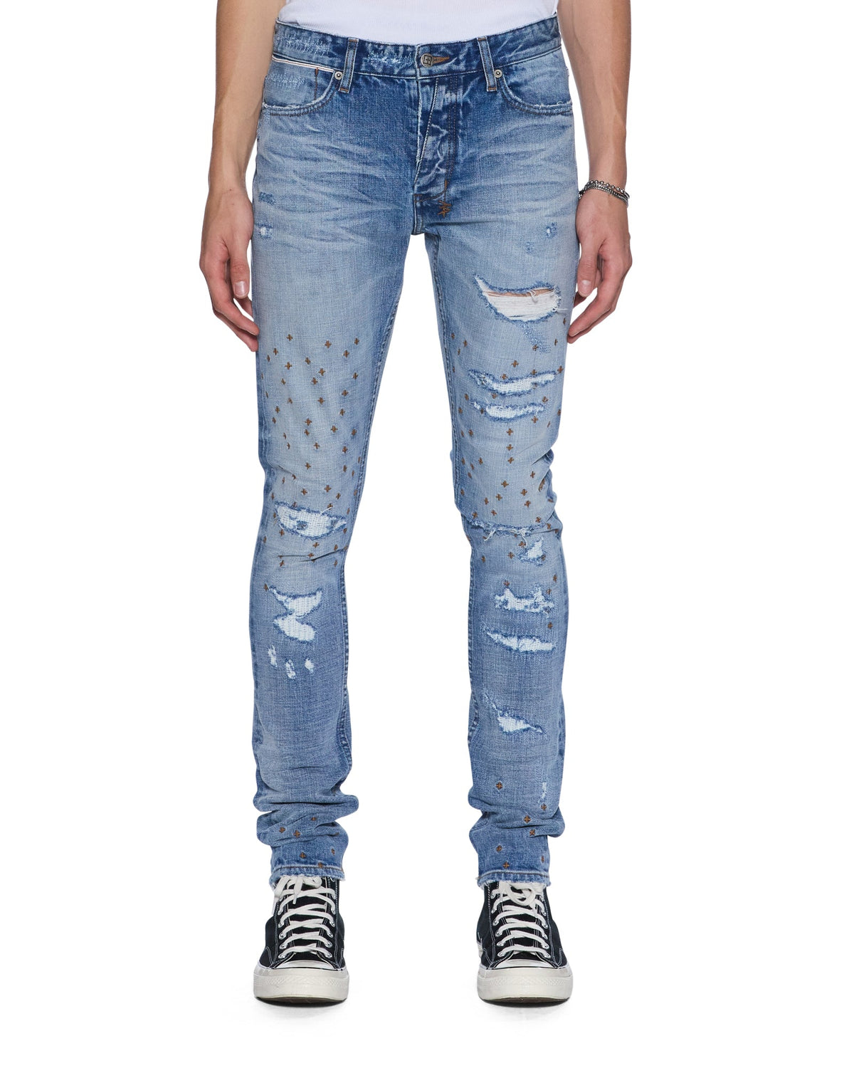 Mens Van Winkle Dakota Blue Repair Skinny Denim Jeans - Denim