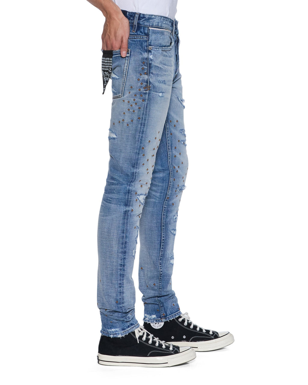 Mens Van Winkle Dakota Blue Repair Skinny Denim Jeans - Denim