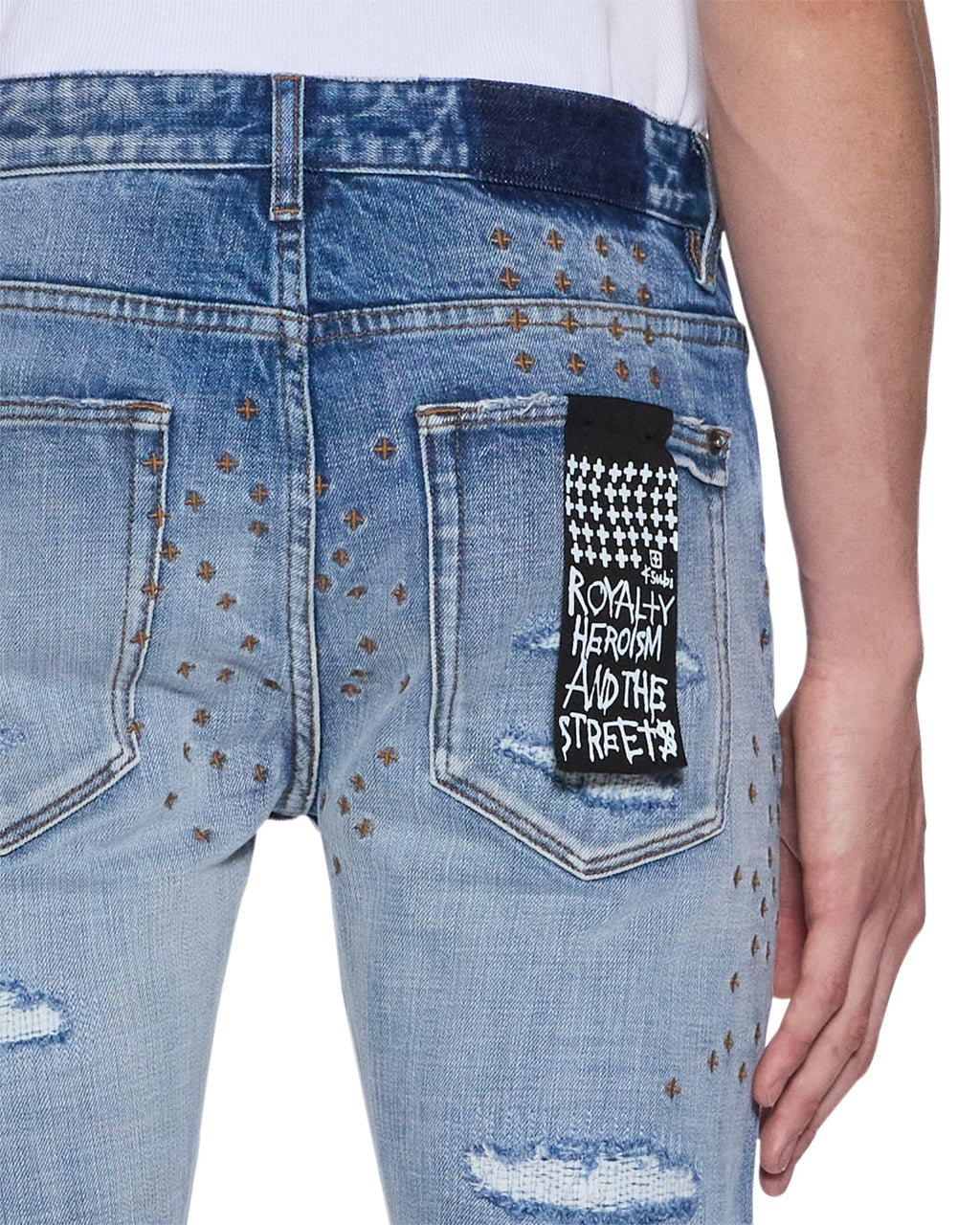 Mens Van Winkle Dakota Blue Repair Skinny Denim Jeans - Denim