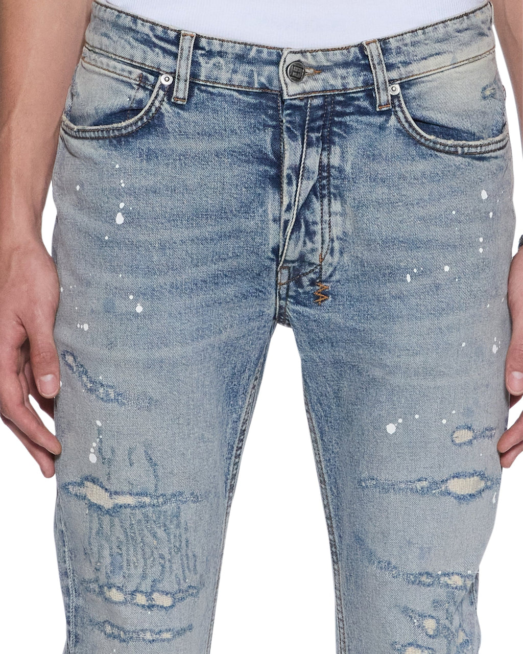 Mens Van Winkle Paint Summer Blue Skinny Denim Jeans - Denim