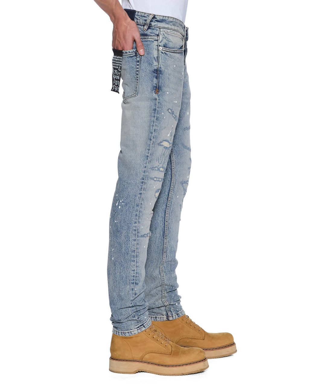 Mens Van Winkle Paint Summer Blue Skinny Denim Jeans - Denim