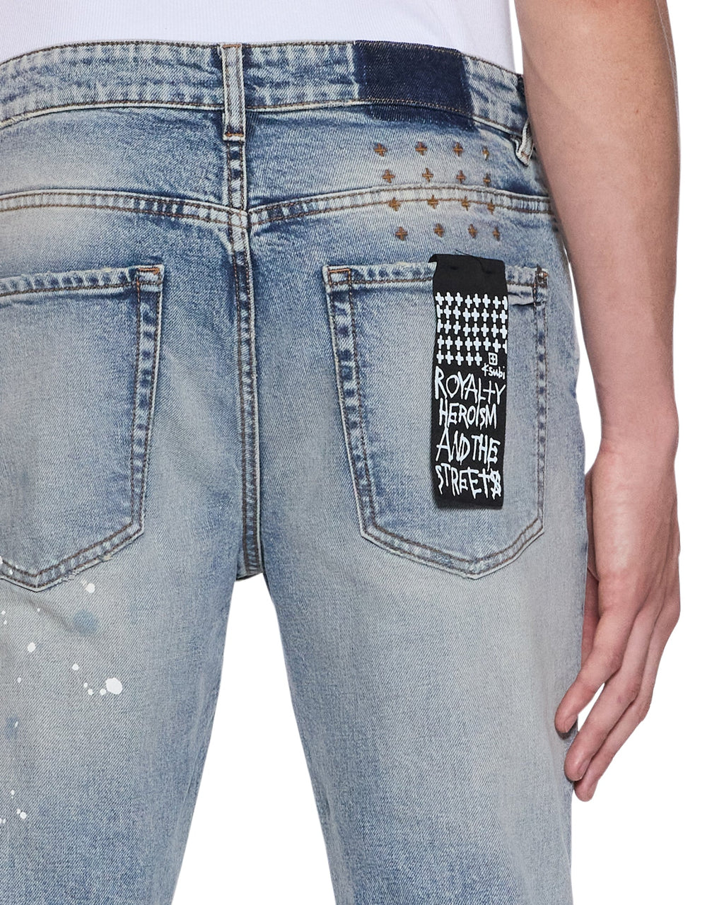 Mens Van Winkle Paint Summer Blue Skinny Denim Jeans - Denim