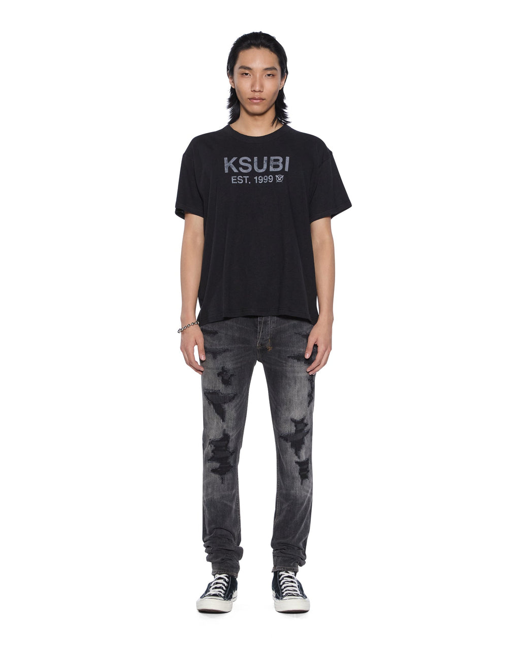 Mens Van Winkle Retorqued Repair Skinny Denim Jeans - Grey