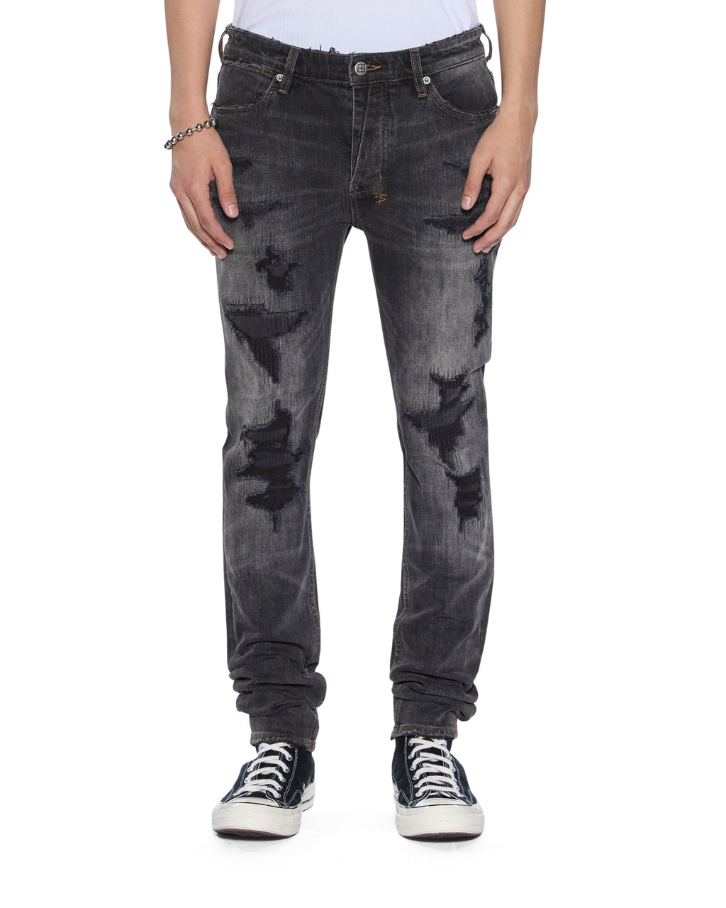 Mens Van Winkle Retorqued Repair Skinny Denim Jeans - Grey
