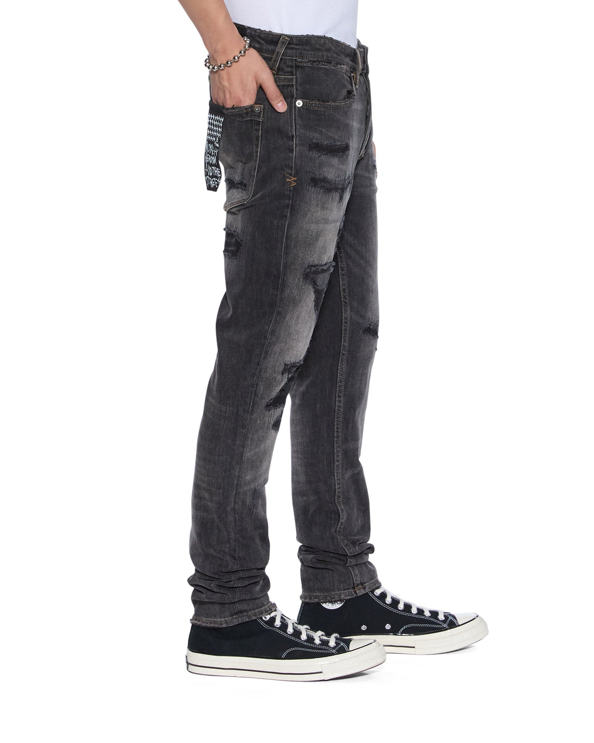 Mens Van Winkle Retorqued Repair Skinny Denim Jeans - Grey