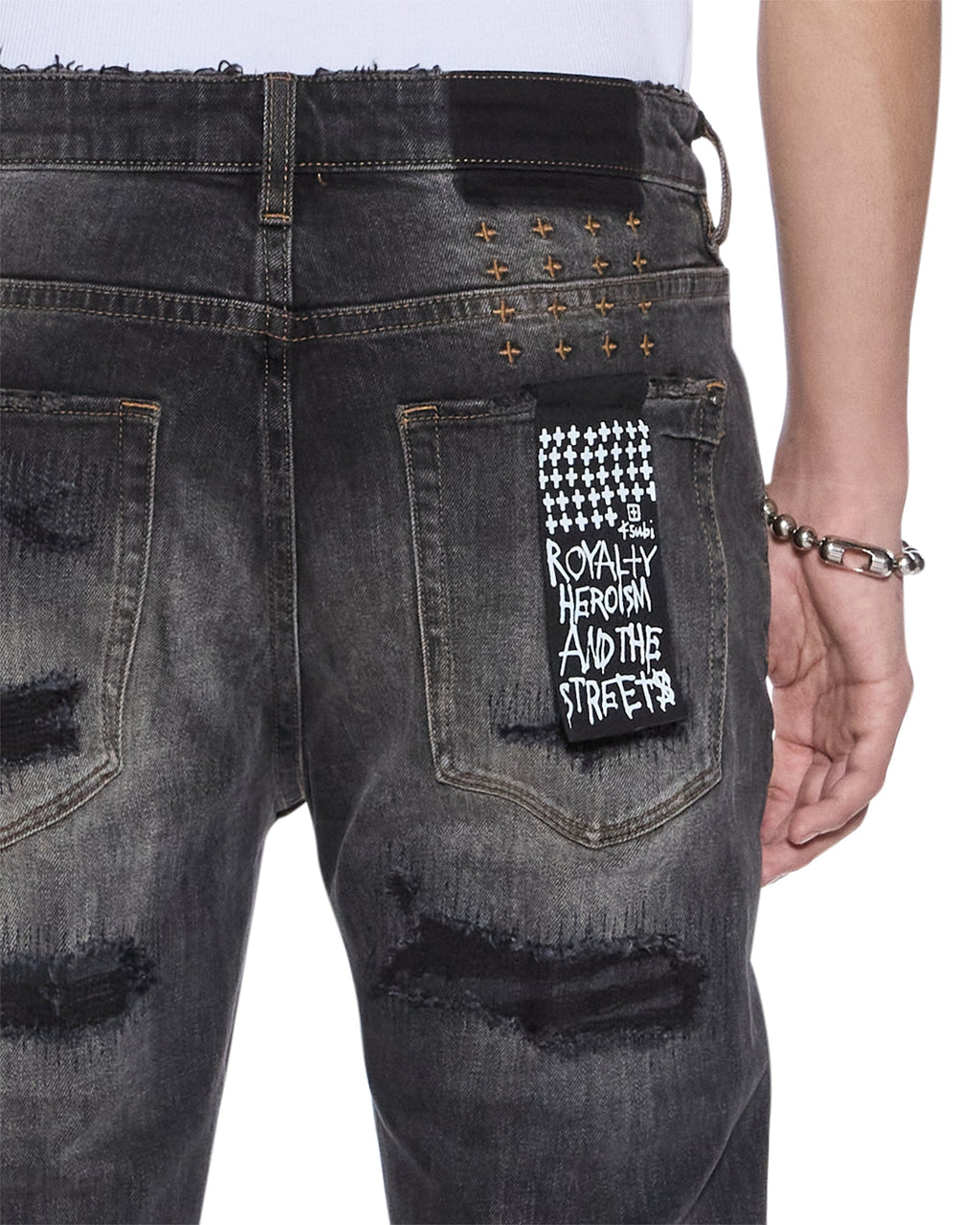 Mens Van Winkle Retorqued Repair Skinny Denim Jeans - Grey