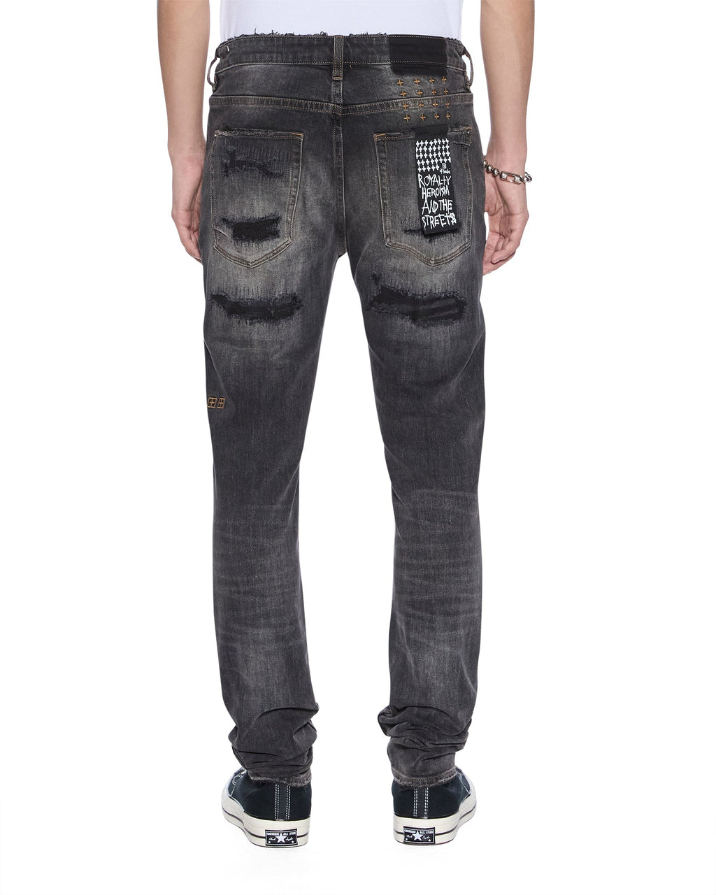 Mens Van Winkle Retorqued Repair Skinny Denim Jeans - Grey