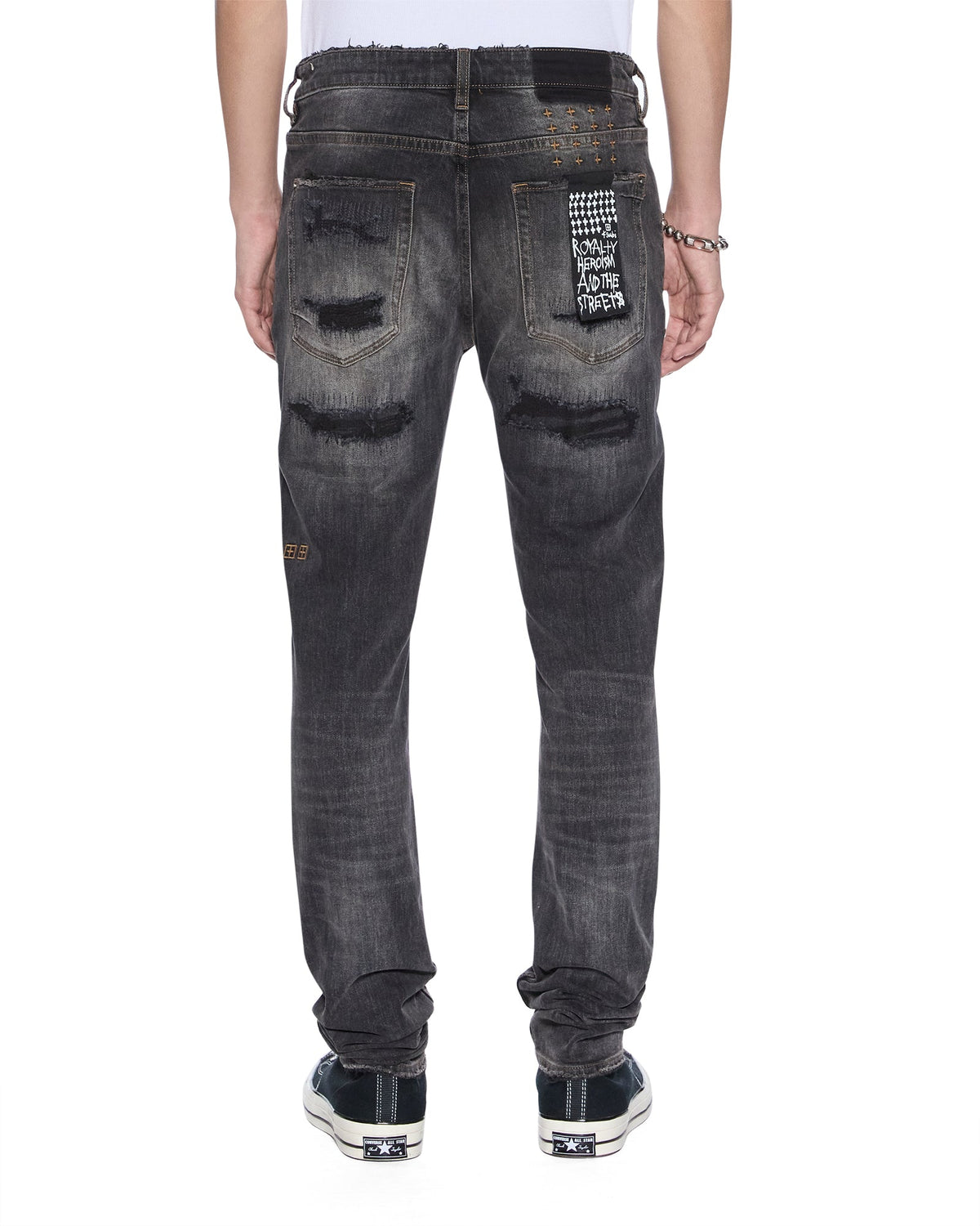 Mens Van Winkle Retorqued Repair Skinny Denim Jeans - Grey