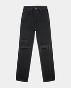 Mens Anti K Trashed Black Relaxed Denim Jeans - Black