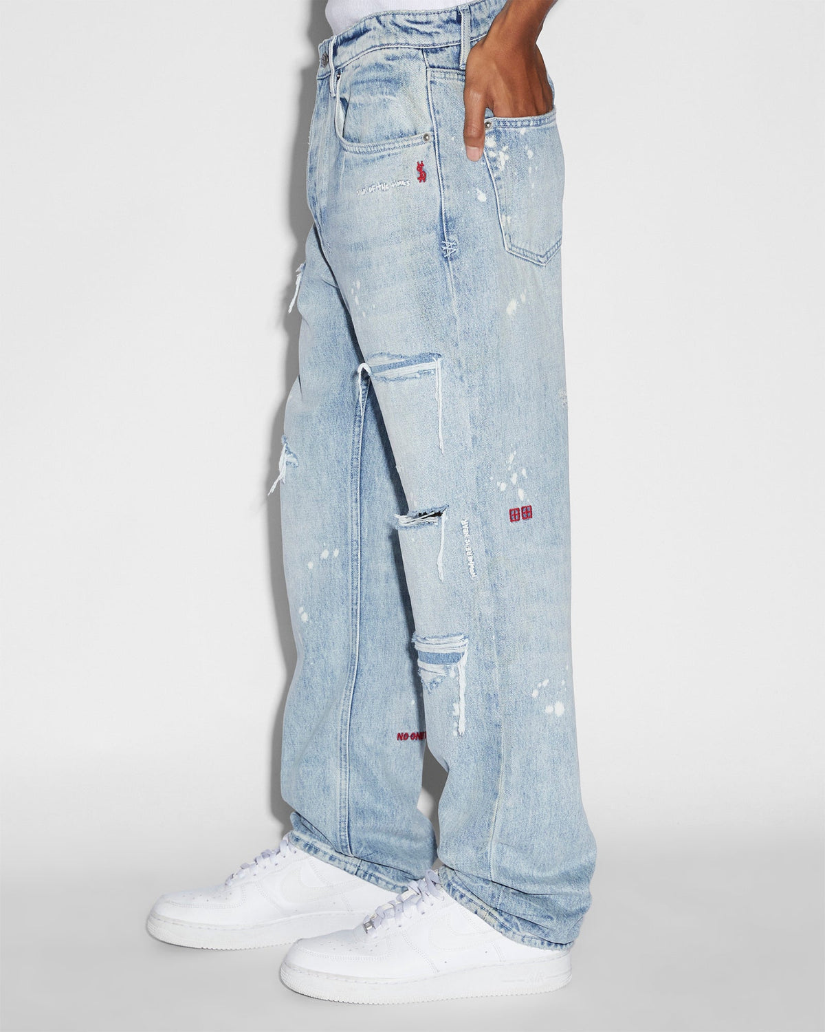 Mens Anti K Canal Street Blue Relaxed Denim Jeans - Denim