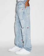 Mens Anti K Canal Street Blue Relaxed Denim Jeans - Denim