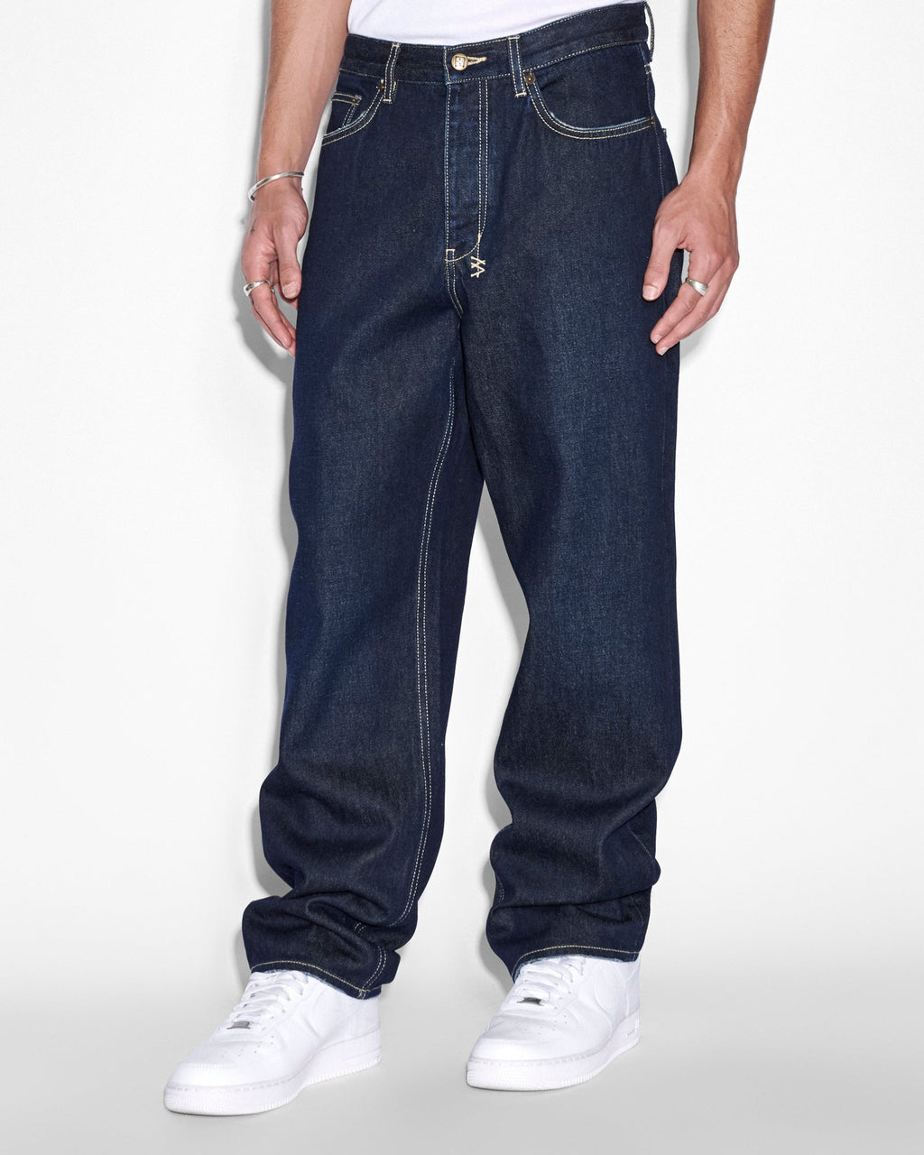 Mens Anti K Rinsed Relaxed Denim Jeans - Denim