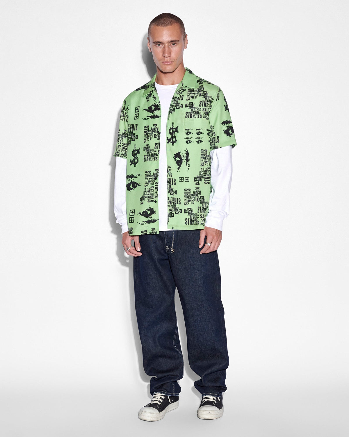 Mens Anti K Rinsed Relaxed Denim Jeans - Denim