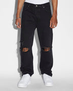 Mens Anti K Trashed Black Relaxed Denim Jeans - Black