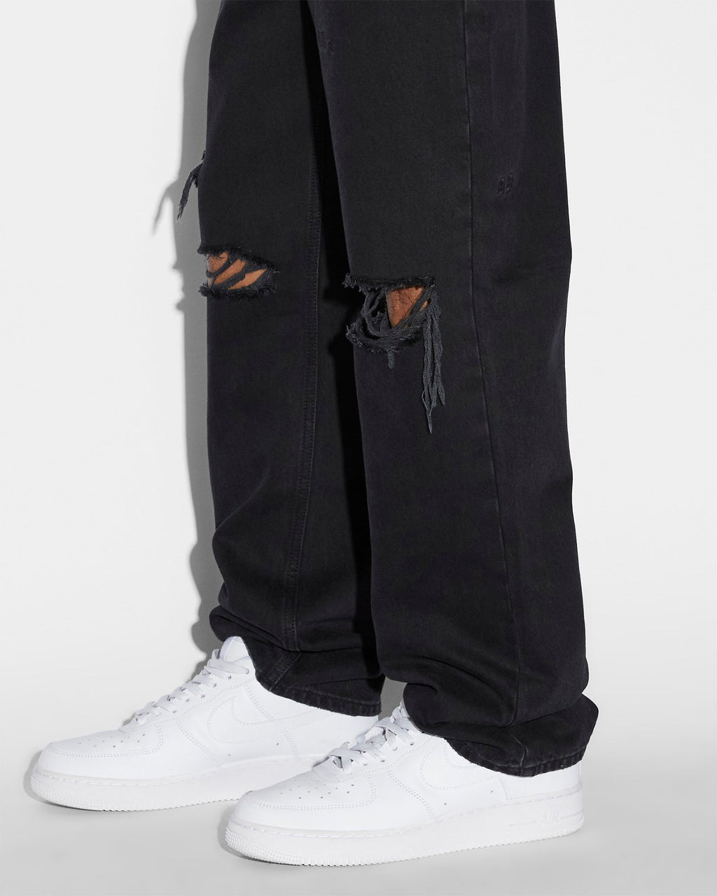 Mens Anti K Trashed Black Relaxed Denim Jeans - Black