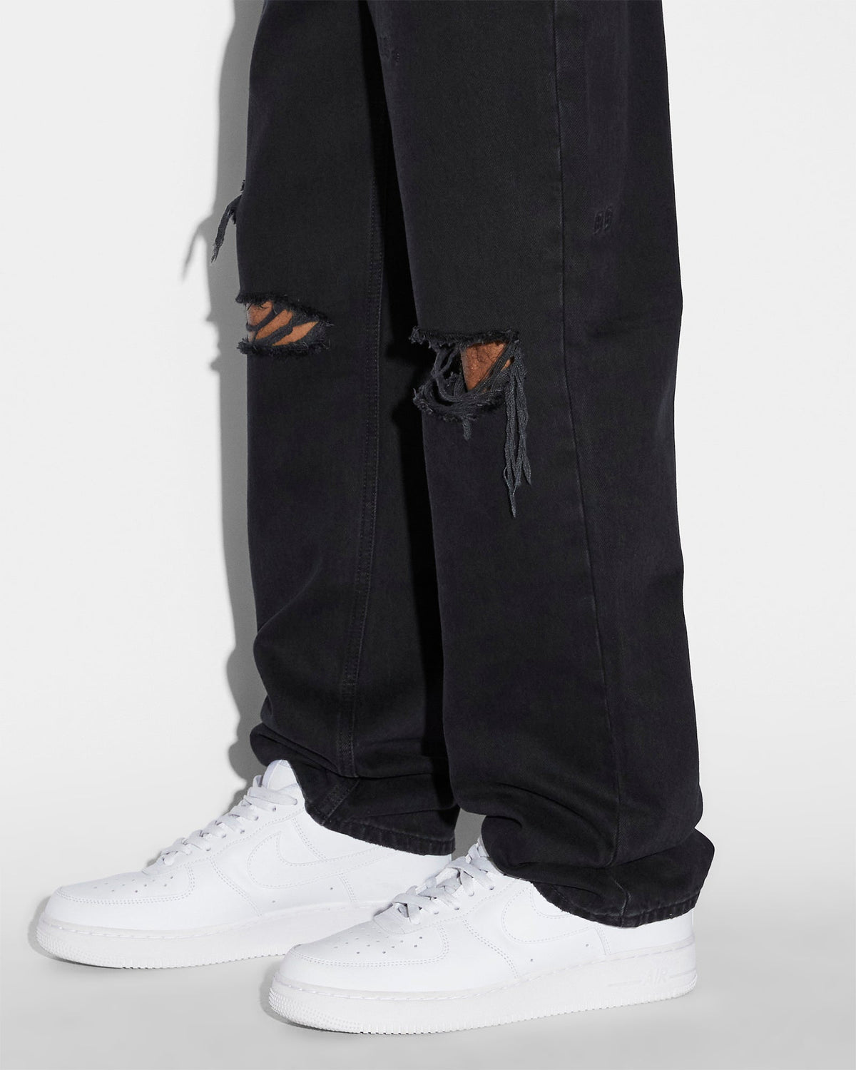 Mens Anti K Trashed Black Relaxed Denim Jeans - Black