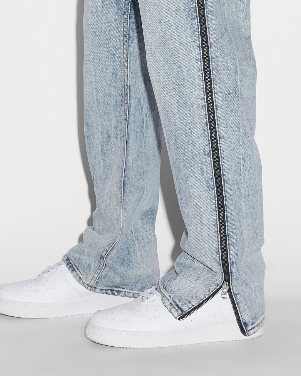 Mens Anti K Zipped Dynamite Relaxed Denim Jeans - Denim