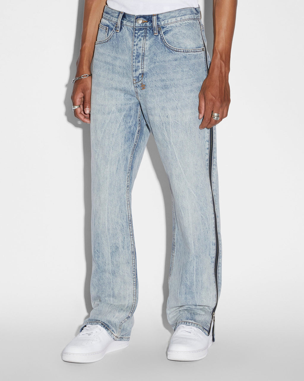 Mens Anti K Zipped Dynamite Relaxed Denim Jeans - Denim