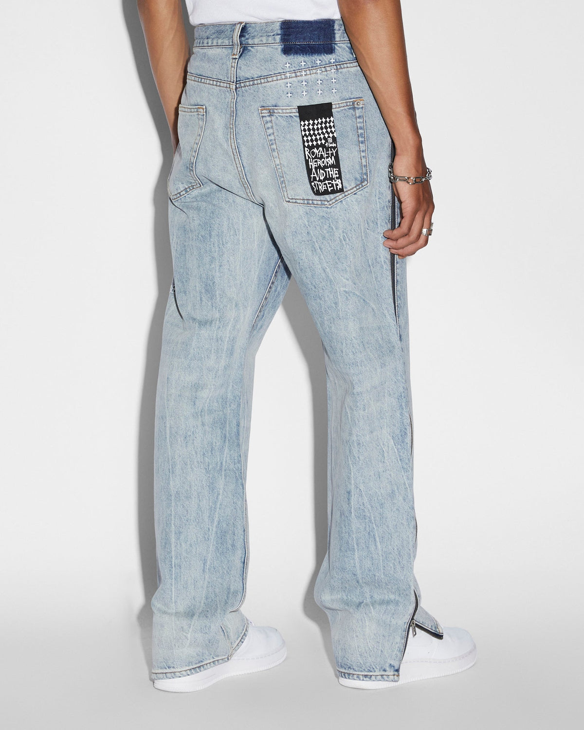 Mens Anti K Zipped Dynamite Relaxed Denim Jeans - Denim