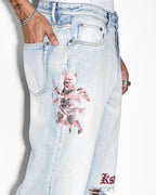 Mens Anti K Icons Relaxed Denim Jeans - Denim