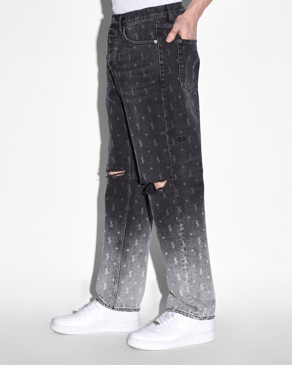 Mens Anti K Allstar Fade Relaxed Denim Jeans - Black