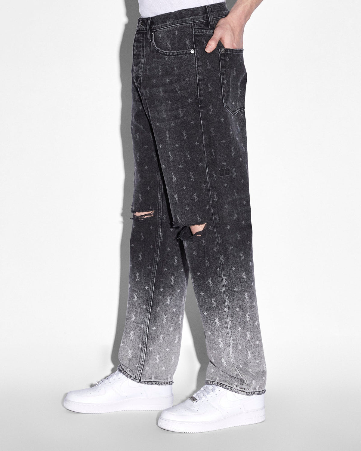 Mens Anti K Allstar Fade Relaxed Denim Jeans - Black