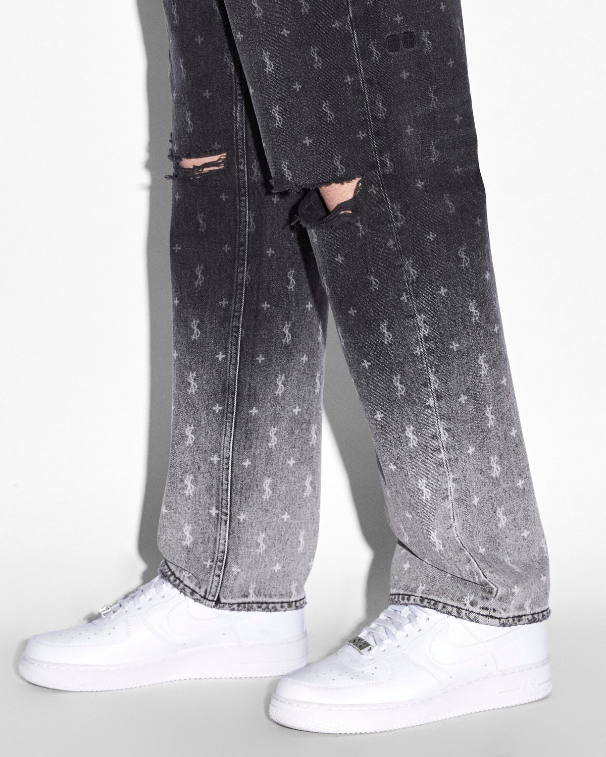 Mens Anti K Allstar Fade Relaxed Denim Jeans - Black