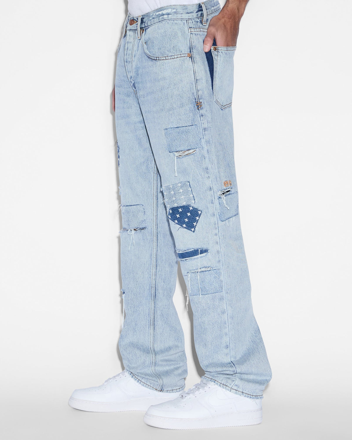 Mens Anti K Mills Repair Relaxed Denim Jeans - Denim