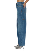 Womens Barrel Jean Aged Barrel Leg Denim Jeans - Denim