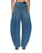 Womens Barrel Jean Aged Barrel Leg Denim Jeans - Denim